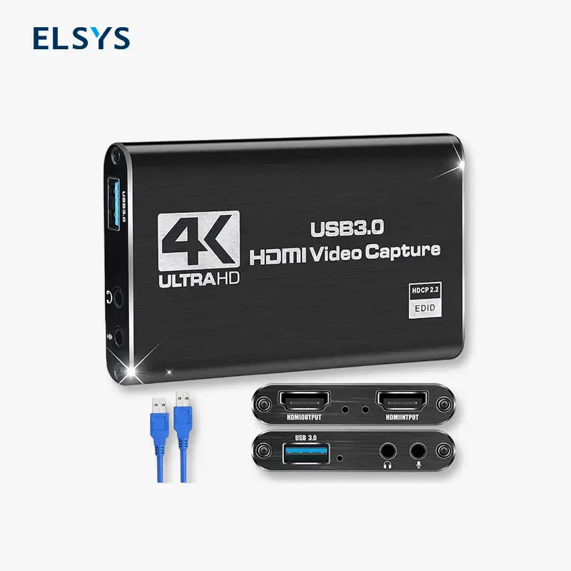 Tarjeta de Captura de Audio y Video con Micrófono, Salida HDMI 4K, Grabadora de Video 1080p 60fps para Gaming, Transmisión en Vivo y Videoconferencias, Compatible con Consolas, Cámaras y Accesorios de PC