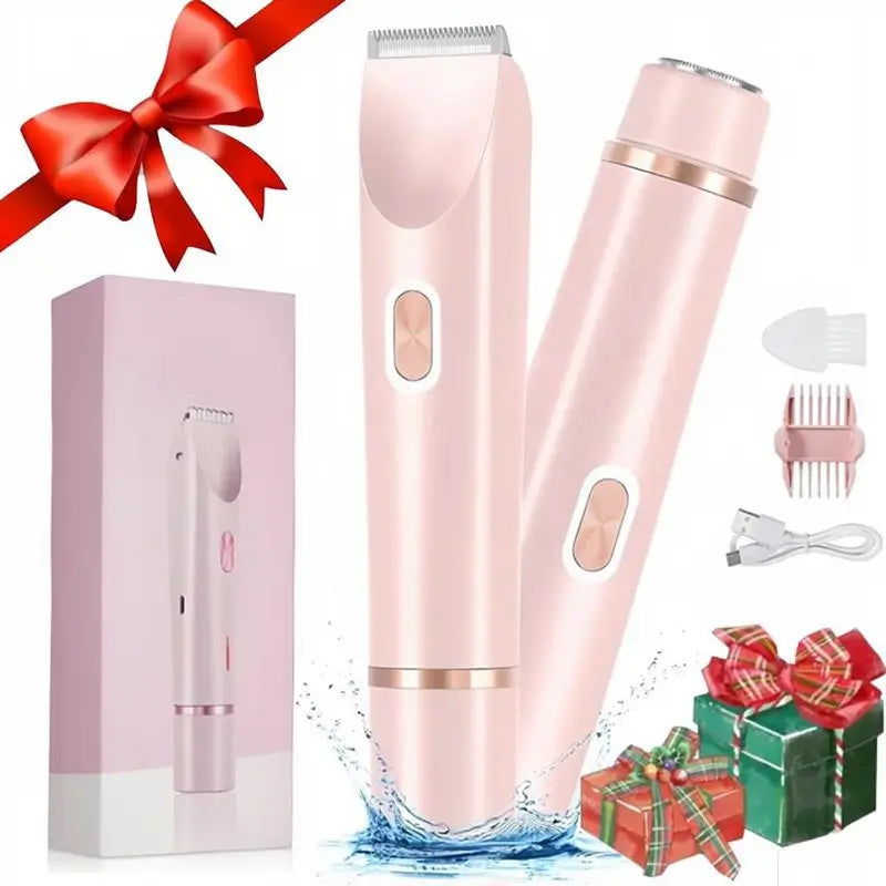Recortadora de Bikini Eléctrica para Mujer, Set Recargable 2 en 1 de Depilación Facial y Corporal, Impermeable para Uso Seco y Mojado