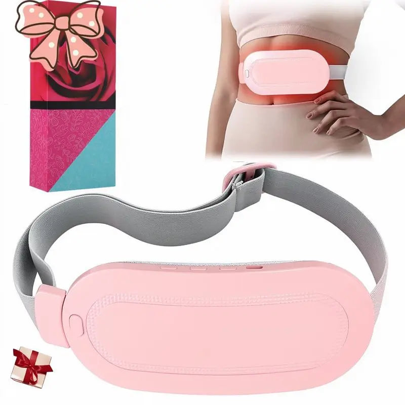 Cinturón Térmico para Alivio de Cólicos, Almohadilla de Calor Inalámbrica y Masajeador Abdominal Vibratorio