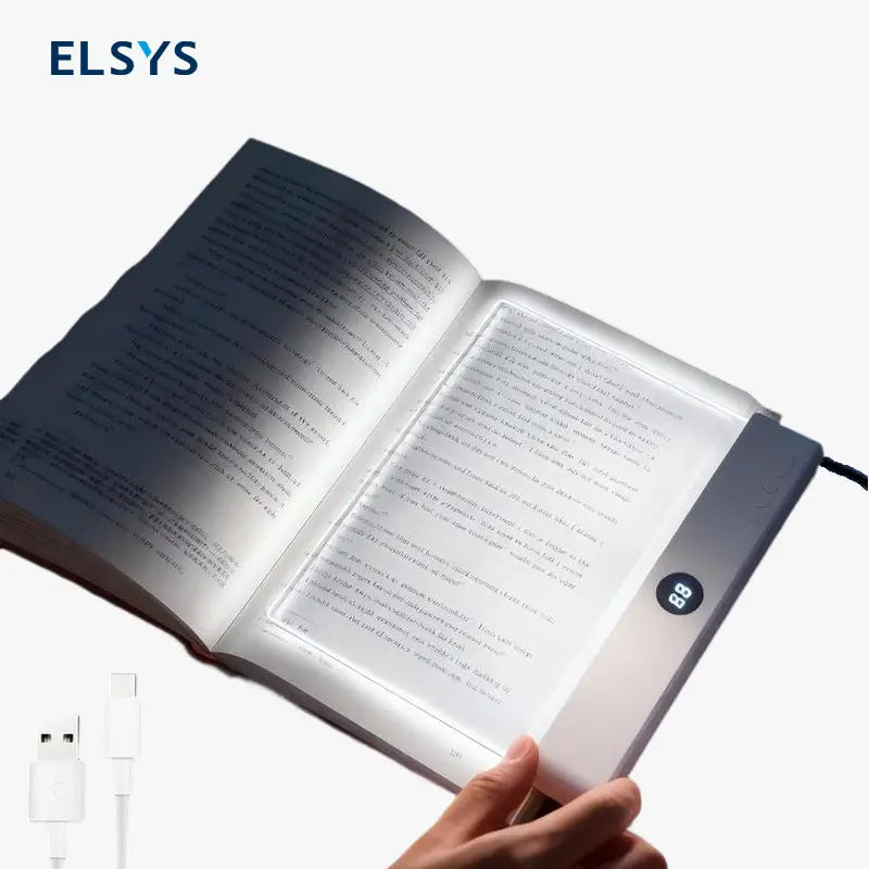Lámpara de Lectura Plana LED Recargable con Temporizador, Panel de Luz para Leer en la Cama, Lámpara de Página Completa Atenuable, Regalo Original para Lectores