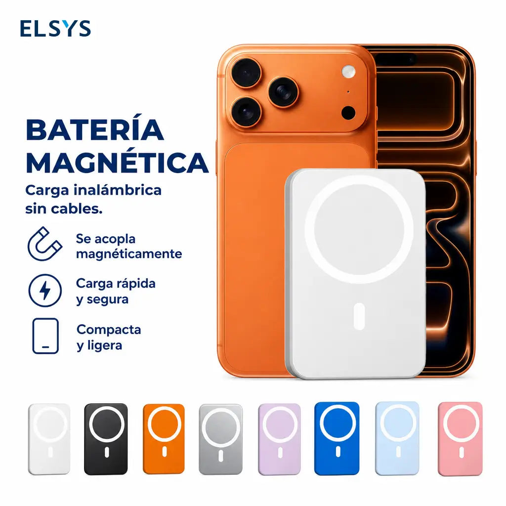 Power bank magnético 5000mAh con carga inalámbrica rápida para iPhone 12 a 17, ideal para mochila, escuela, viajes y oficina