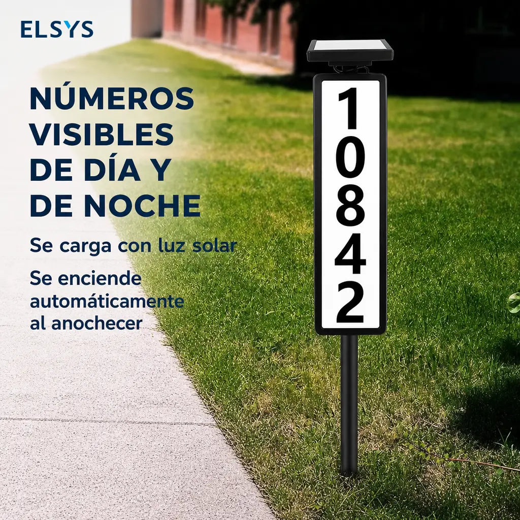 Letrero solar LED para número de casa con estaca, luz blanca o cálida y placa personalizable para entrada, jardín o patio