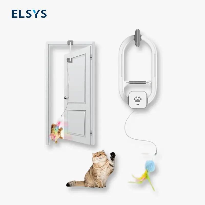 Juguete Eléctrico Interactivo para Gato con Clip para Puerta, Recargable, 2 Modos de Juego (Rotación 360° y Salto Aleatorio), Estimulación Física y Mental, Accesorios para Mascotas