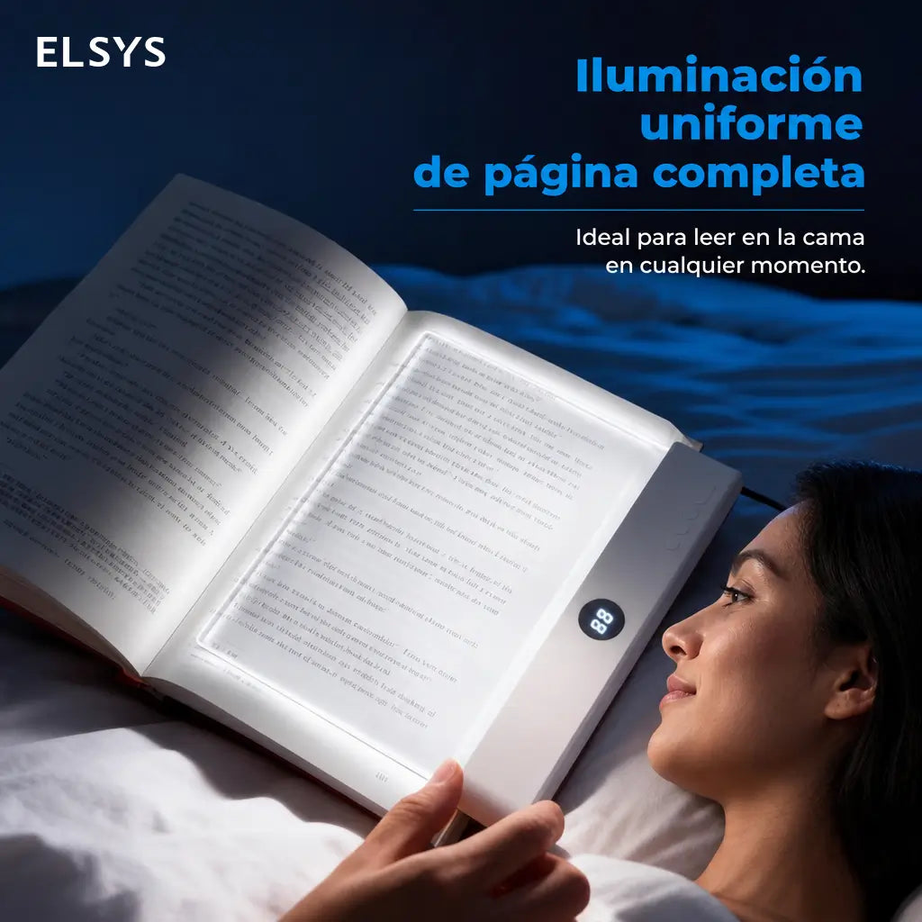 Lámpara plana LED recargable para lectura con 3 tonos, brillo ajustable y temporizador para leer en cama sin molestar a nadie