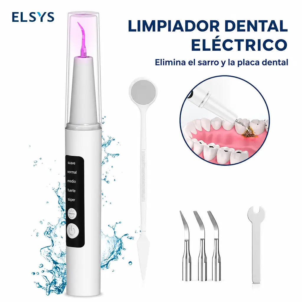 Raspador dental ultrasónico con vibración magnética, luz LED y cabezales reemplazables para higiene bucal diaria contra placa y sarro adultos