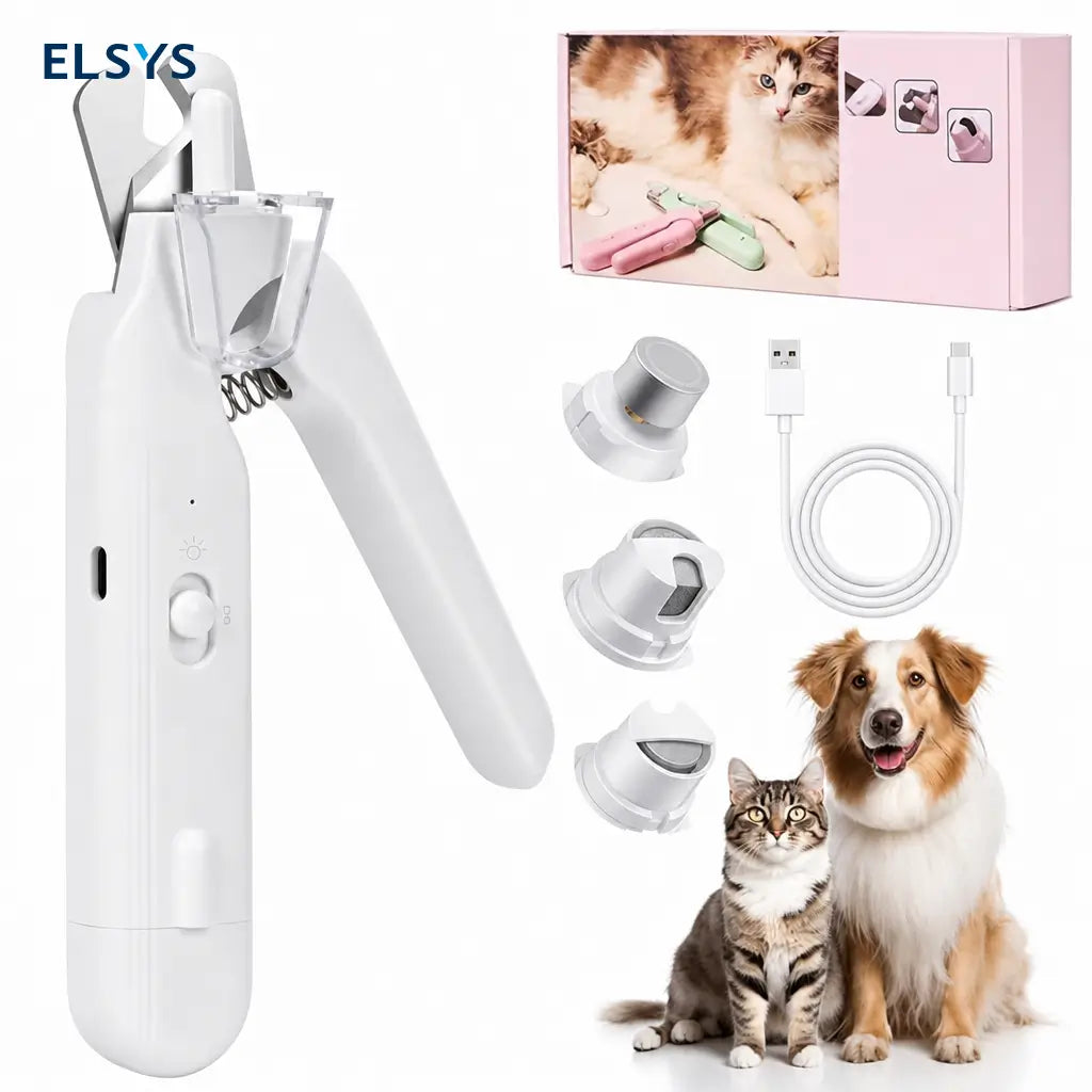 Cortaúñas y lima eléctrica 2 en 1 para perros y gatos, recargable USB-C, silenciosa y segura para todas las tallas en casa