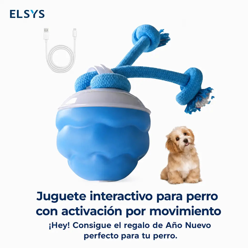 Pelota interactiva para perro y gato con movimiento, sonido y carga USB para juego diario, entrenamiento activo y compañía en casa