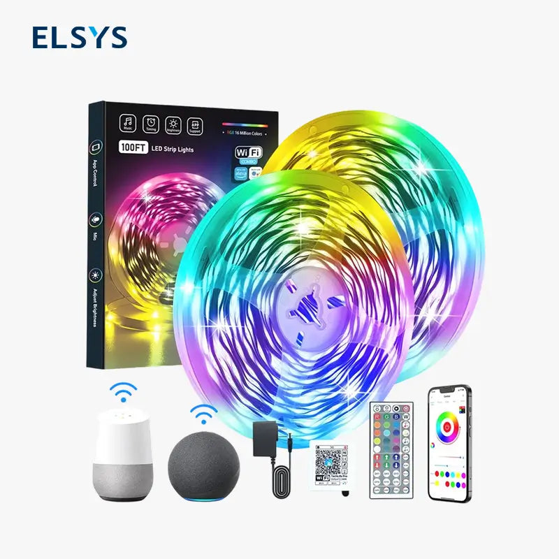 Tira de Luces LED Inteligentes WiFi 30m y 15m, Tira RGB Compatible con Alexa y Google Assistant, Sincronización de Música para Decoración de Recámara