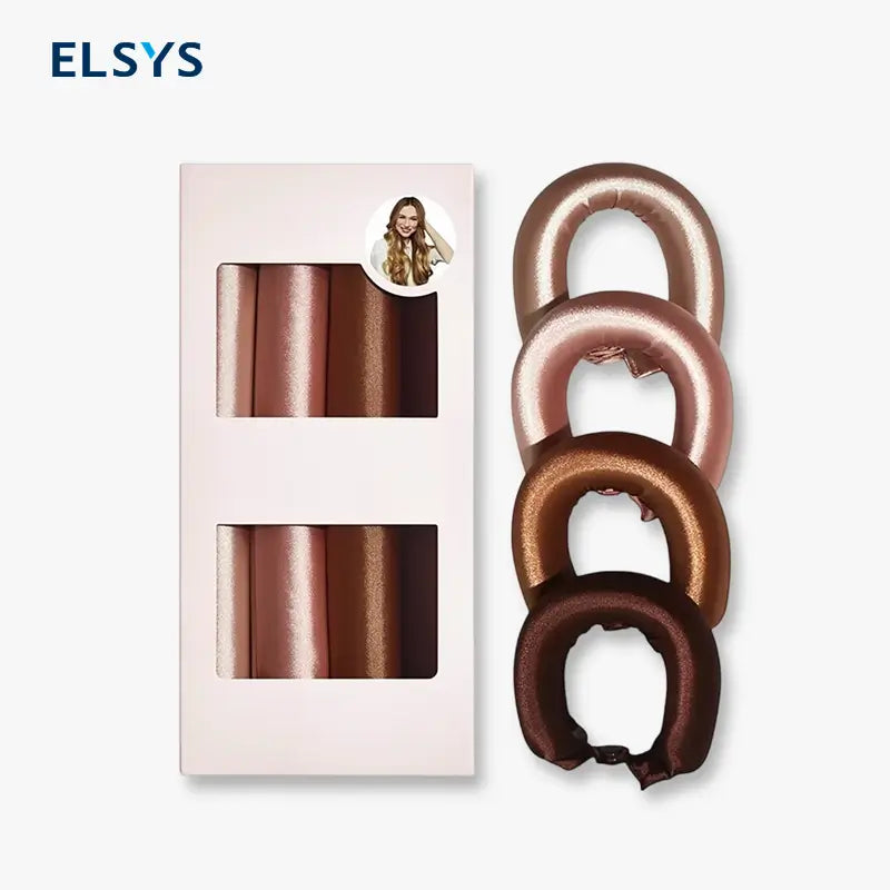 Tubo Rizador de Satín sin Calor - Tubo Flexible Jumbo para Rizos Nocturnos, Rizadores de Cabello Suaves, Set de 4 pzas, Madera de Rosa