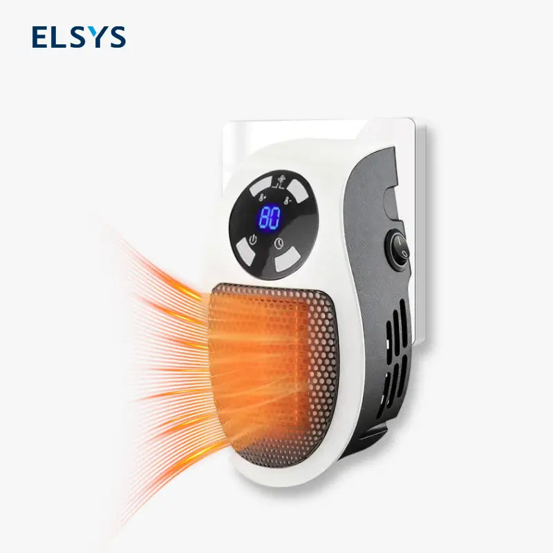 Calentador Eléctrico de Pared, Mini Calefactor de 450W con Termostato Ajustable, Calentador Portátil para Interiores con Temporizador de 12H y Pantalla LED, Calefacción Cerámica PTC Segura para Recámara, Baño y Oficina
