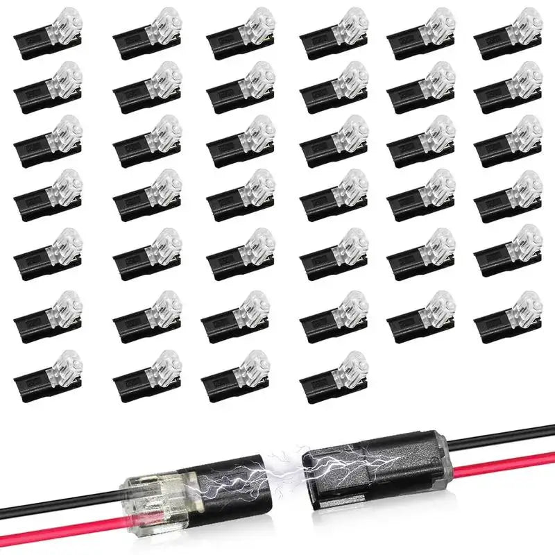 Conectores rápidos LED de 2 pines, 20 piezas sin herramientas con bloqueo seguro para tiras de luz LED y cableado automotriz DIY