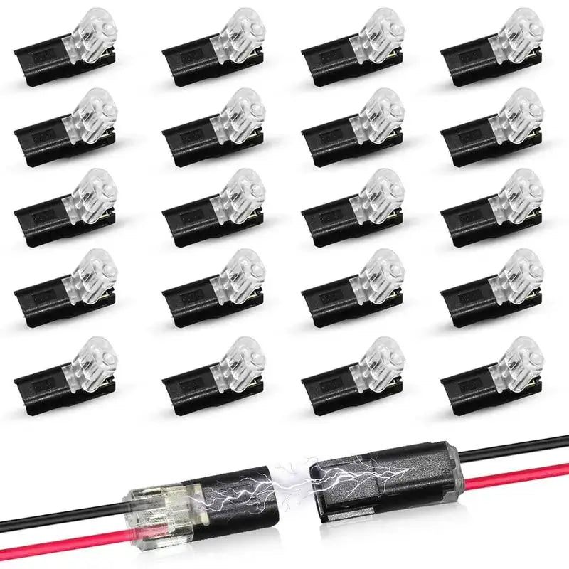 Conectores rápidos LED de 2 pines, 20 piezas sin herramientas con bloqueo seguro para tiras de luz LED y cableado automotriz DIY