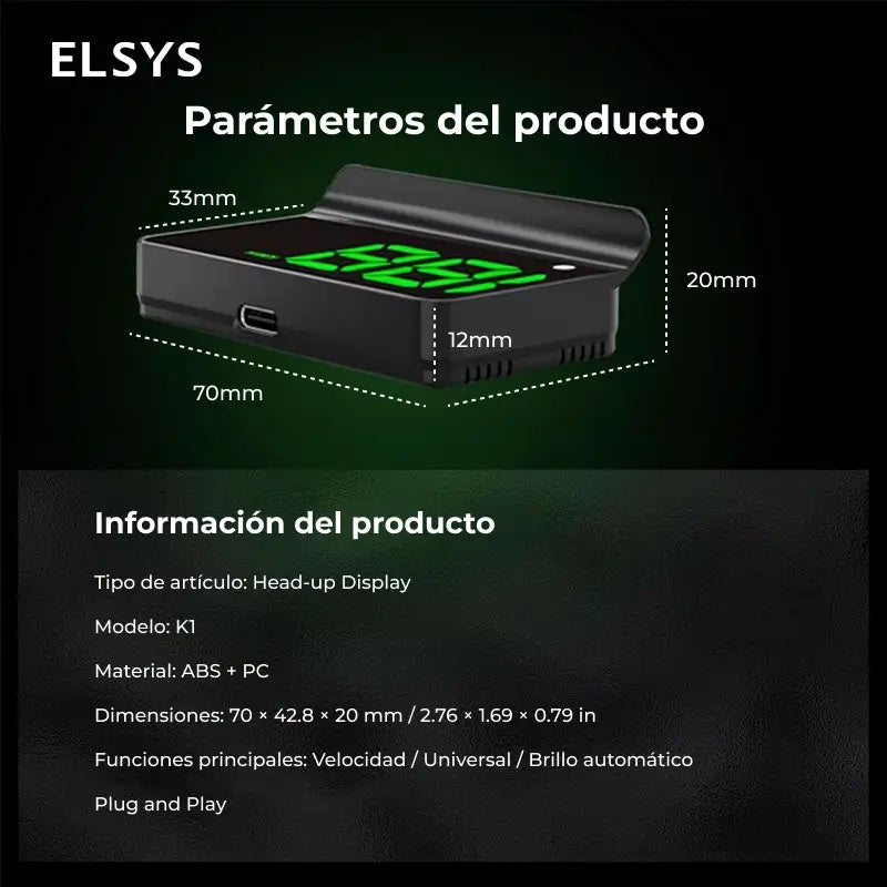 Pantalla HUD GPS para auto con velocímetro digital K1, brillo automático y conexión USB para carro, moto y camión universal diario