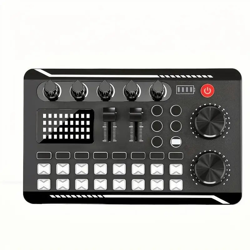 Mezcladora de Audio Tarjeta de Sonido en Vivo F998, Interfaz de Audio para Podcast con Efectos DJ, Cambiador de Voz con Efectos de Sonido para Karaoke, Streaming y Grabación, Kit de Tarjeta de Sonido Digital Portátil para PC Gamer