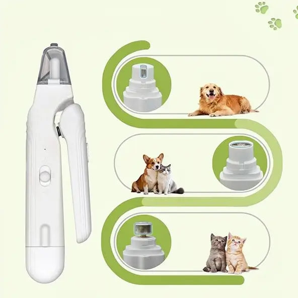 Cortauñas y limador de uñas 2 en 1 para mascotas, kit eléctrico ultrasilencioso, recargable, ideal para perros y gatos de todos los tamaños