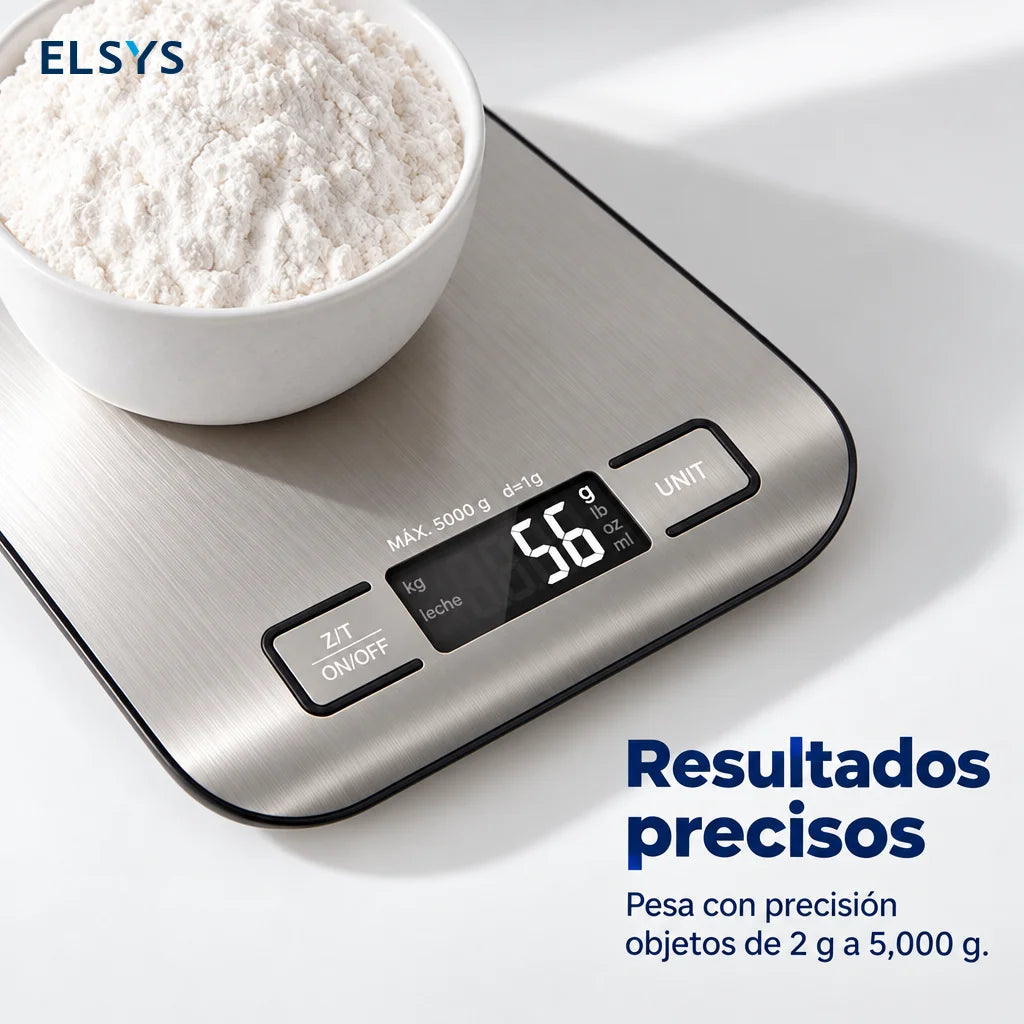 Báscula digital de cocina con tara y precisión de 1 g