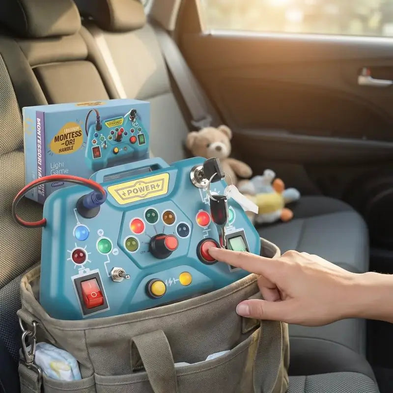 Tablero Sensorial Montessori con 8 Interruptores de Luz LED, Juguete de Viaje de Aprendizaje Visual y Regalo Educativo