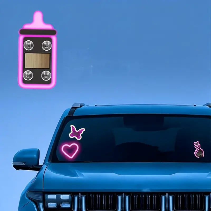 Luz LED Solar de Neón en Forma de Corazón para Pilar C, Decoración Inalámbrica para Interior de Auto, 9.57mm x 8.42mm x 15.36mm, Diseño Moderno