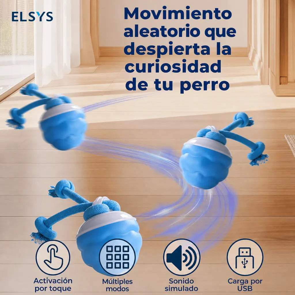 Pelota interactiva para perro y gato con movimiento, sonido y carga USB para juego diario, entrenamiento activo y compañía en casa