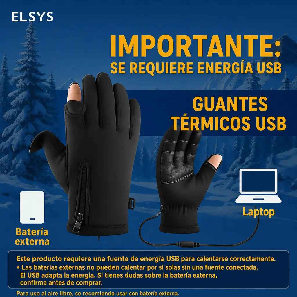 Guantes térmicos USB impermeables con 3 niveles de calor y pantalla táctil para pesca, moto y trabajo al aire libre en invierno