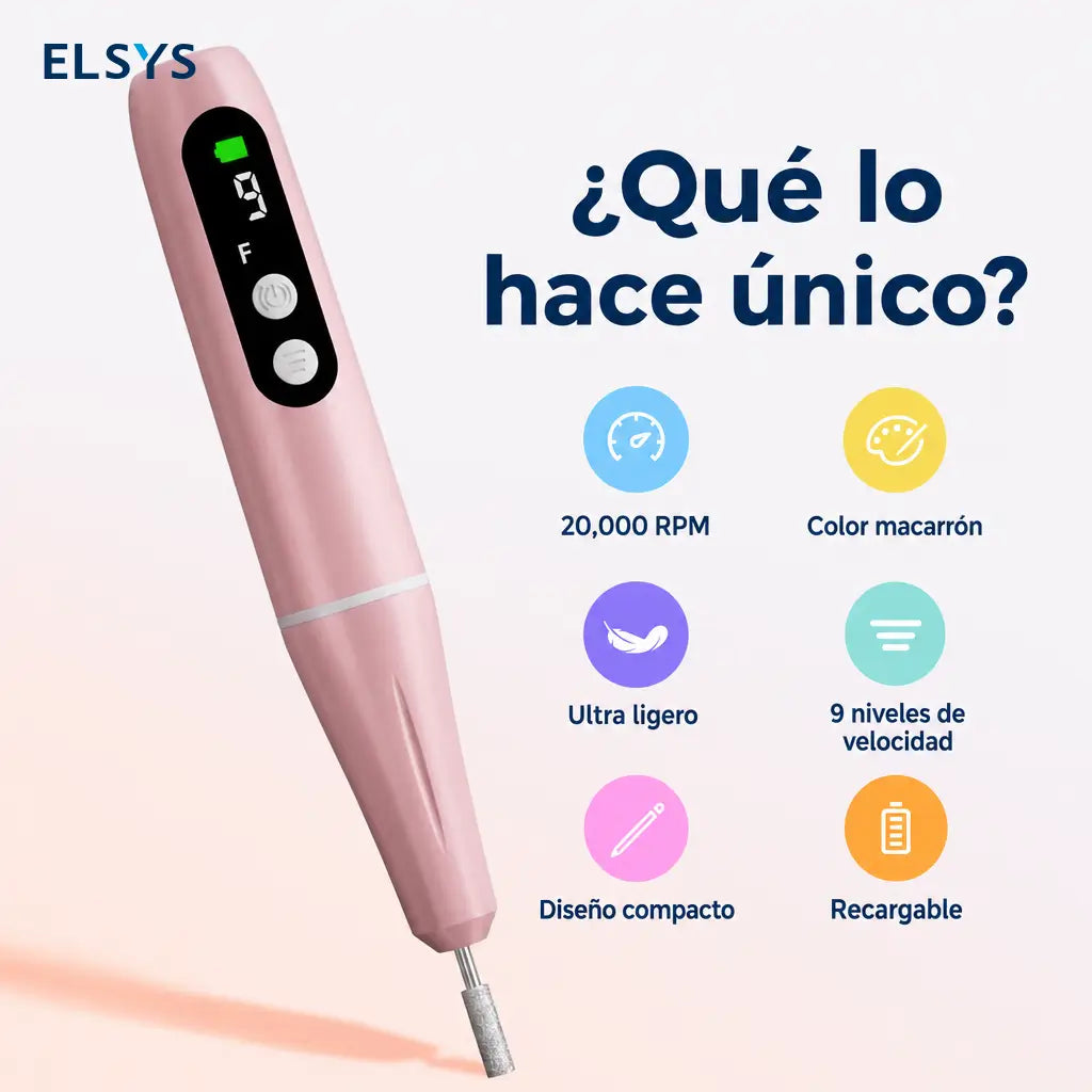 Lima eléctrica recargable para uñas 20000 RPM con 9 velocidades, ideal para manicure y pedicure en casa o salón preciso y portátil