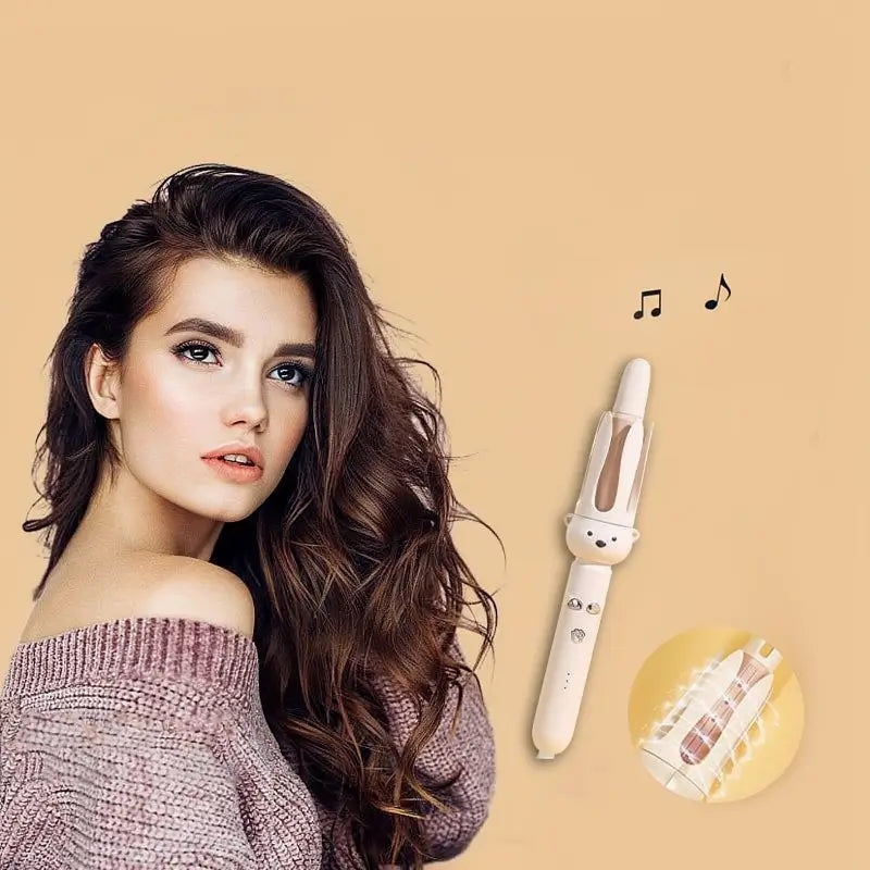Rizador de Cabello Automático Giratorio de 32mm Tenaza Eléctrica para Ondas Grandes Sin Dañar el Pelo