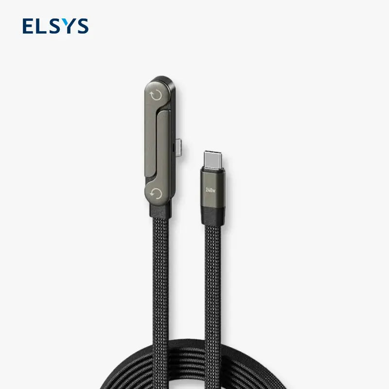 Cable cargador USB-C 2 en 1 de 240W con soporte plegable invisible para celular, ideal para juegos, oficina, auto y viajes diarios