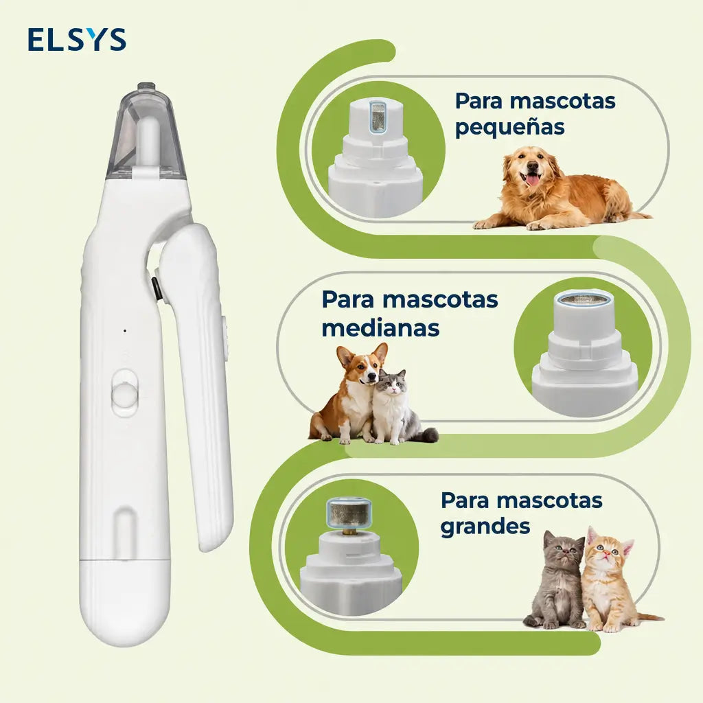 Cortaúñas y lima eléctrica 2 en 1 para perros y gatos, recargable USB-C, silenciosa y segura para todas las tallas en casa