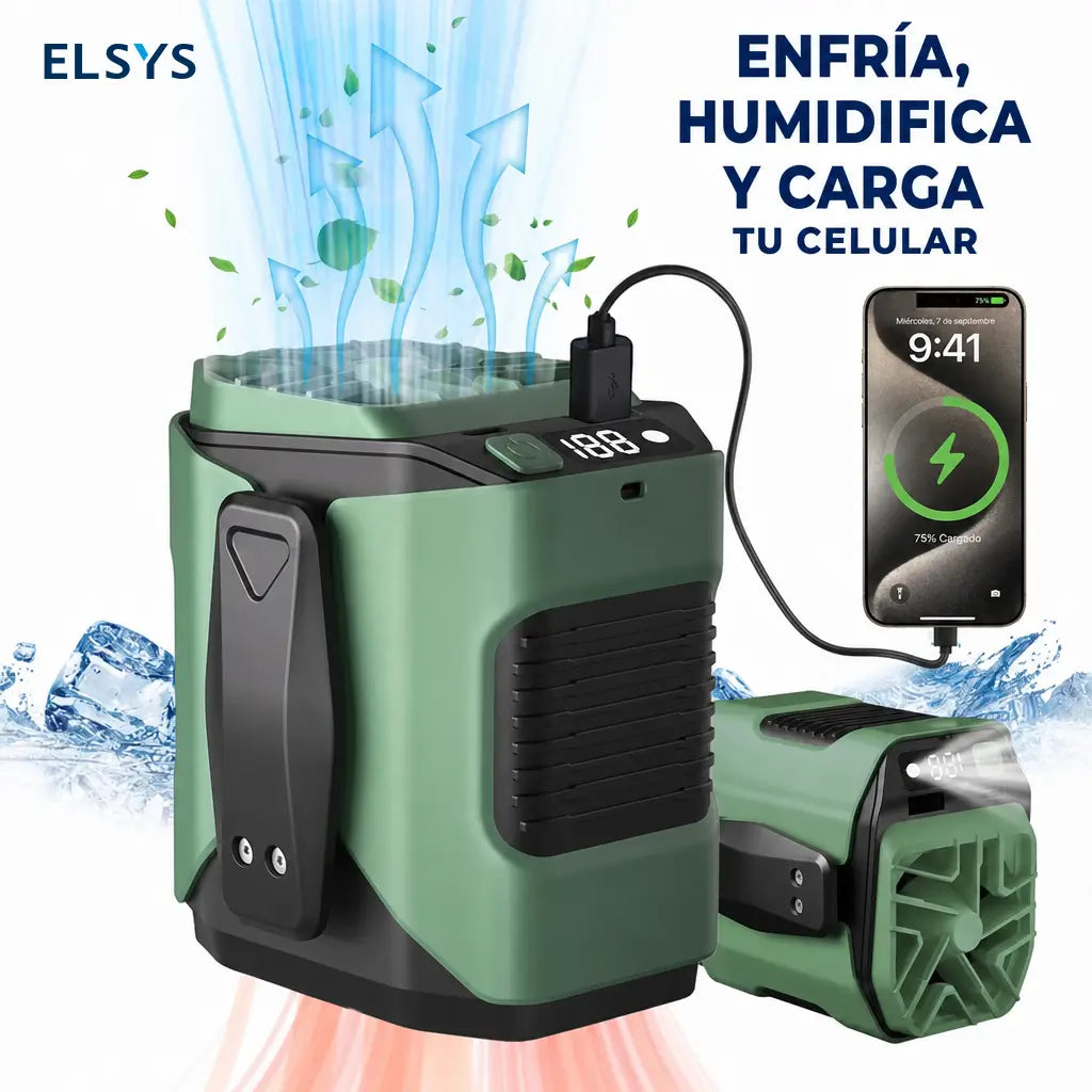Ventilador personal manos libres con 10 velocidades, motor brushless y carga USB-C para obra, jardín, bici y camping en días calurosos