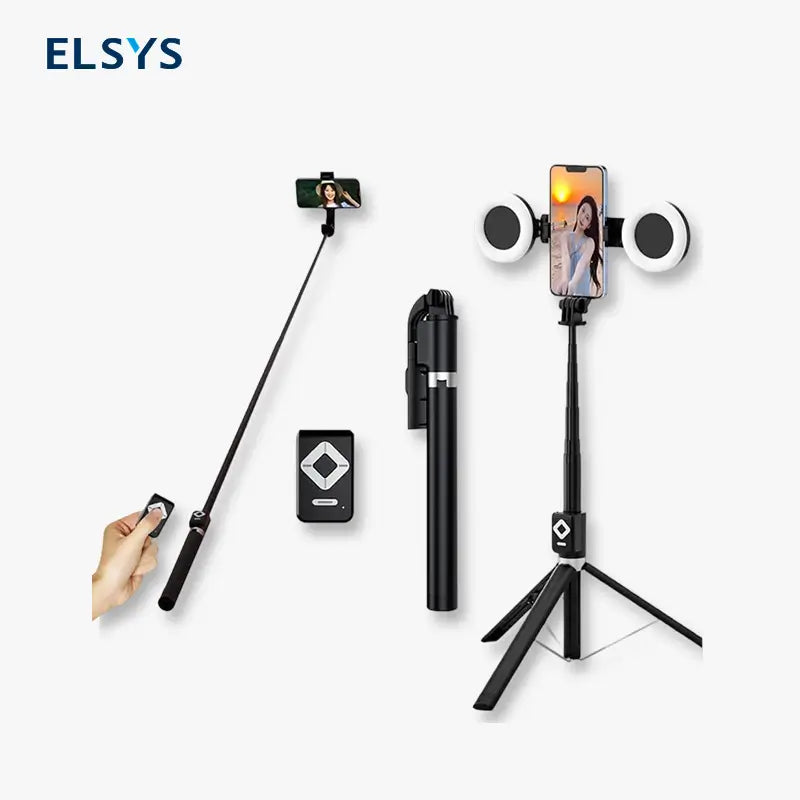 Trípode para celular con bastón selfie 6 en 1, doble luz de relleno, control Bluetooth y altura de 170 cm para fotos y videos