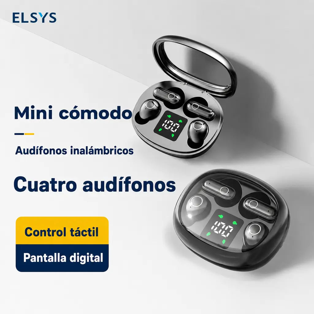 Audífonos Bluetooth 5.4 invisibles con micrófono y estuche compacto para dormir, trabajar, hacer ejercicio con control táctil y resistencia IPX5