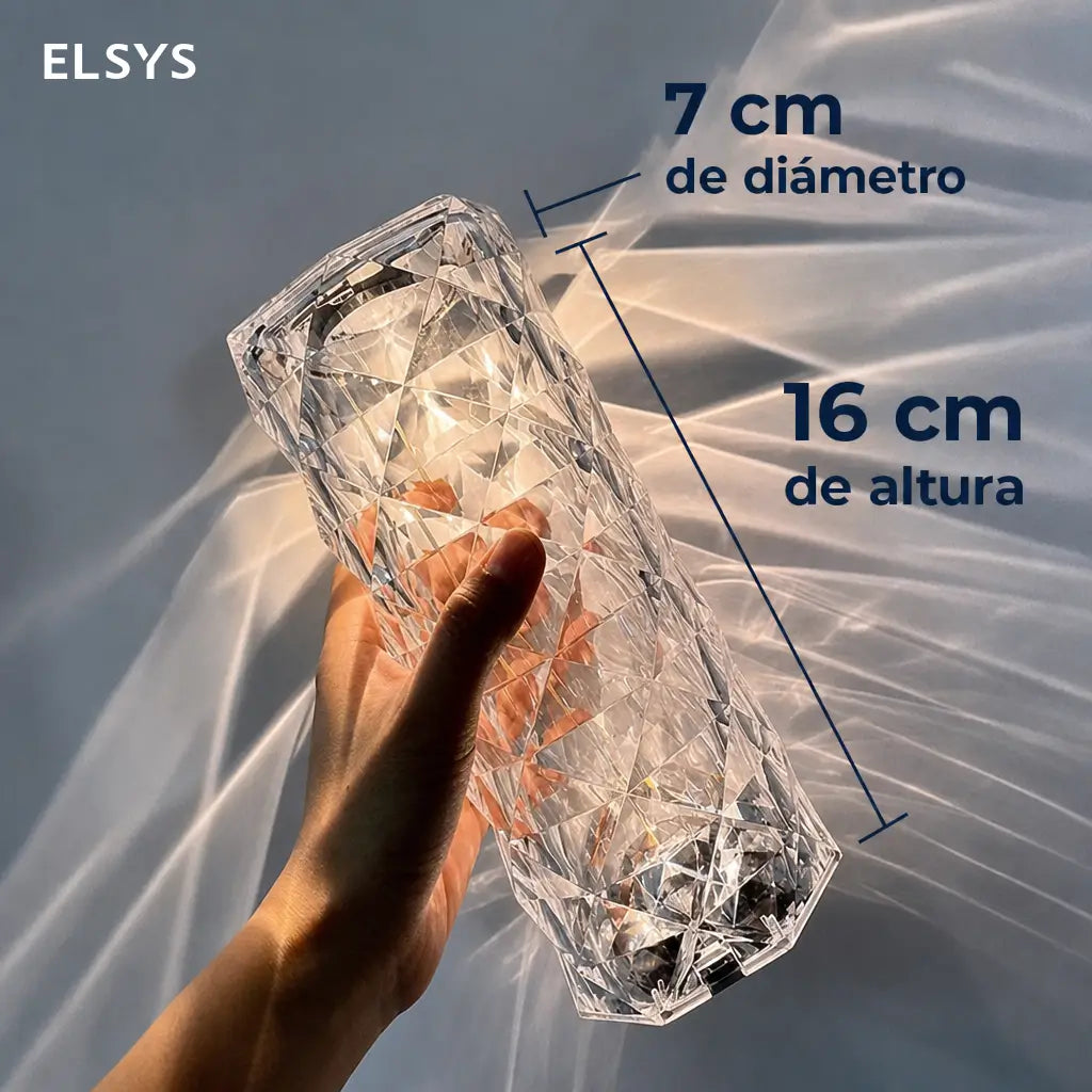 Lámpara de mesa LED tipo cristal rosa diamante RGB con control remoto y sensor táctil para ambiente en recámara y sala