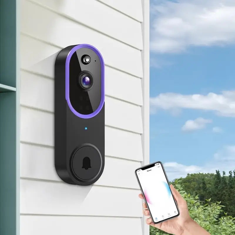 Cámara de Timbre de Video Inalámbrico, Timbre de Seguridad Inteligente, 1080P, Detección de Humanos con IA, Visión Nocturna, Alerta Instantánea, Audio Bidireccional, Solo WiFi 2.4G, Instalación Sencilla con Batería Recargable y Almacenamiento en la Nube