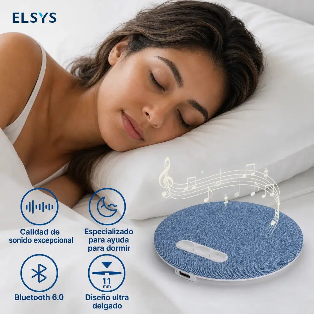 Bocina Bluetooth para almohada S-1 ultradelgada con ruido blanco y temporizador para dormir sin audífonos cómodamente