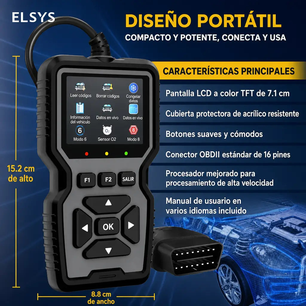 Escáner automotriz OBD2 profesional con datos en vivo, modos 6 y 8 para diagnosticar autos compatibles después de 1996