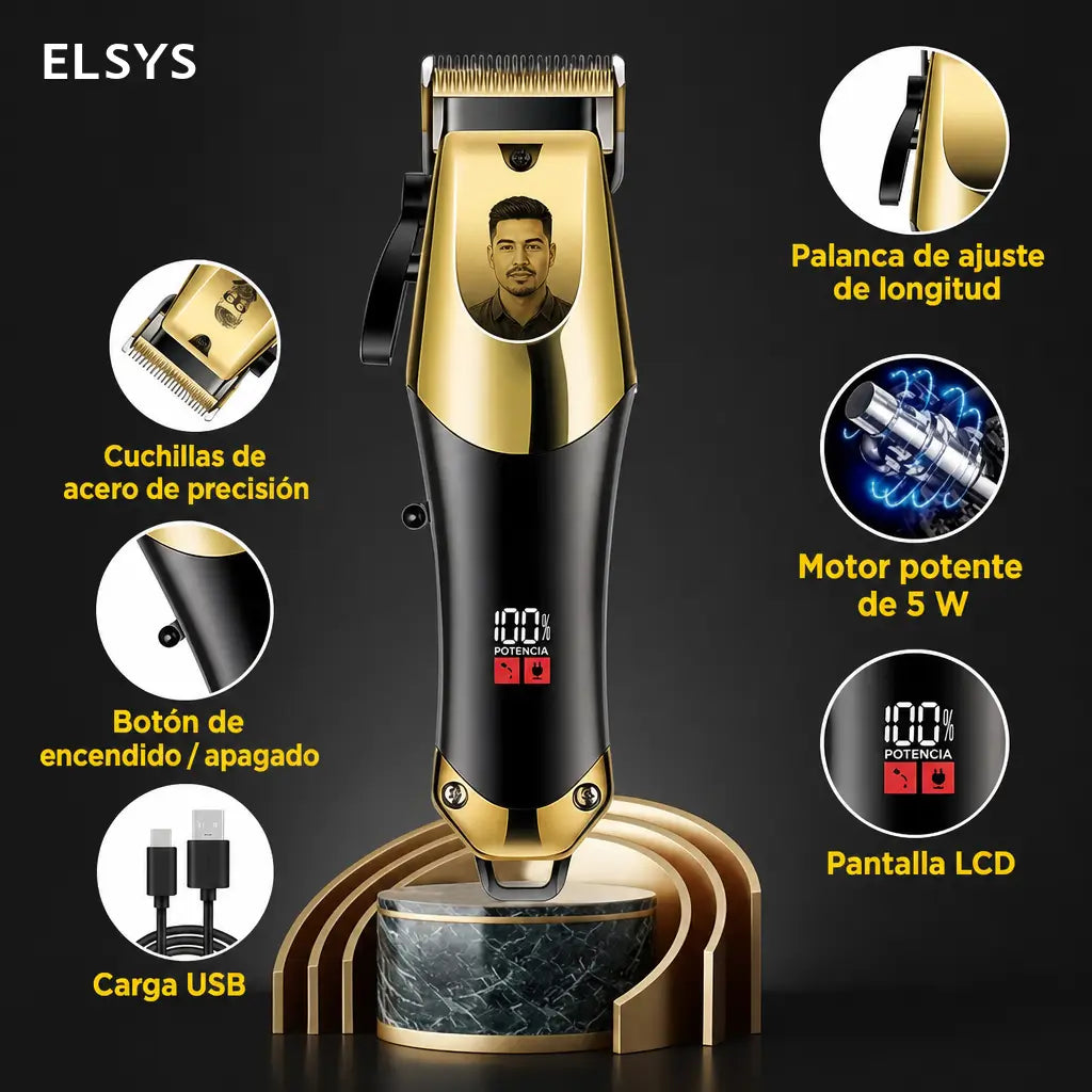 Kit de cortadora y recortadoras para hombre con carga USB, pantalla LCD y cuchillas ajustables para cortes en casa o barbería