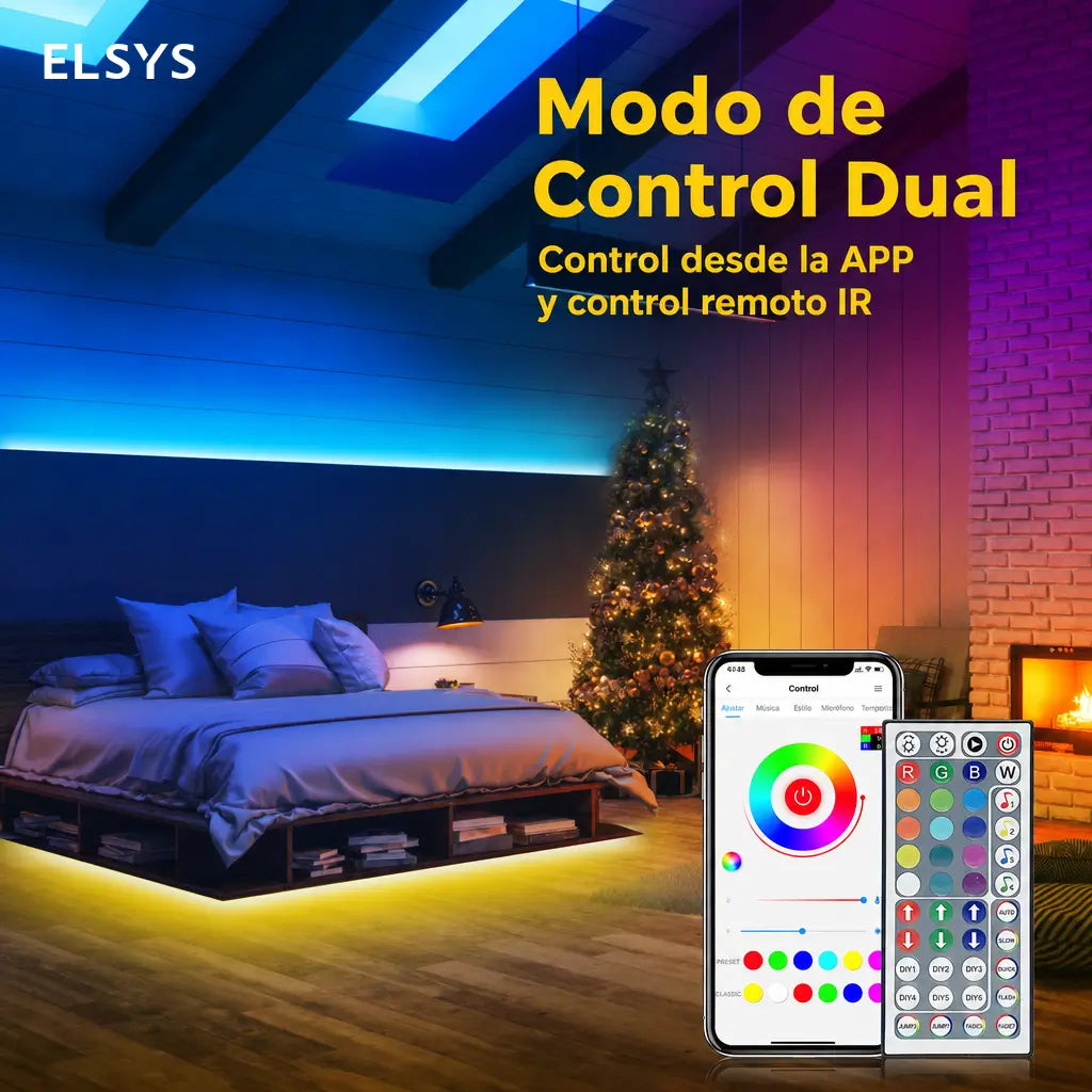 Tira inteligente de luces LED WiFi RGB 15 m o 30 m con app, control de voz y música para recámaras, salas y fiestas