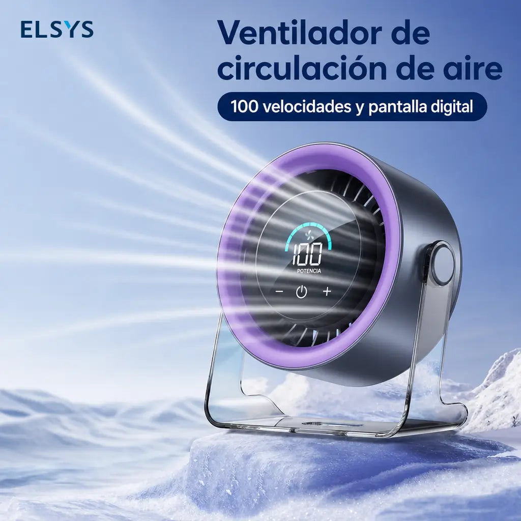 Ventilador de mesa recargable y portátil con pantalla digital, 100 velocidades y flujo silencioso para oficina, recámara o cocina en casa