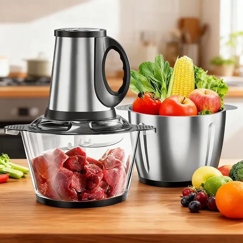 Procesador de Alimentos para Bebé y Molino de Carne de 2L - Incluye 2 Aspas y 2 Tazones Aptos para Lavavajillas, Motor de Cobre Puro para Papillas, Nueces y Carne, Diseño Silencioso y Libre de BPA