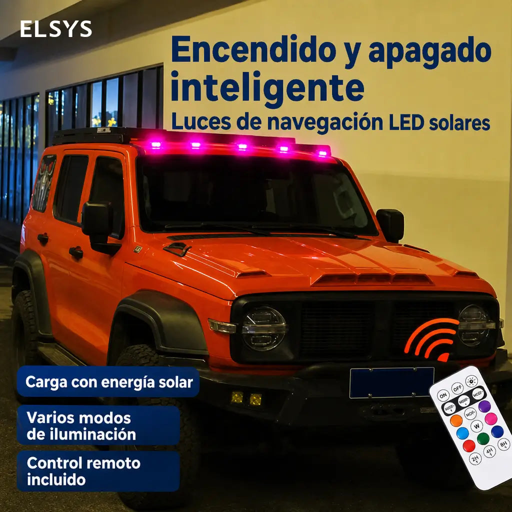 Luz estroboscópica solar RGB para techo de auto, con control remoto e instalación inalámbrica para camionetas pickup y camping nocturno seguro