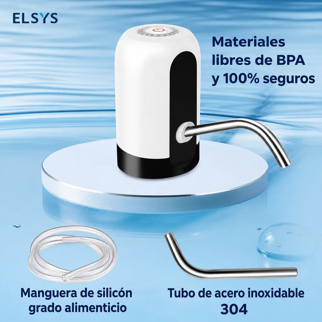 Dispensador eléctrico de agua recargable USB para garrafones de 2 a 5 galones, con botón único para cocina y camping