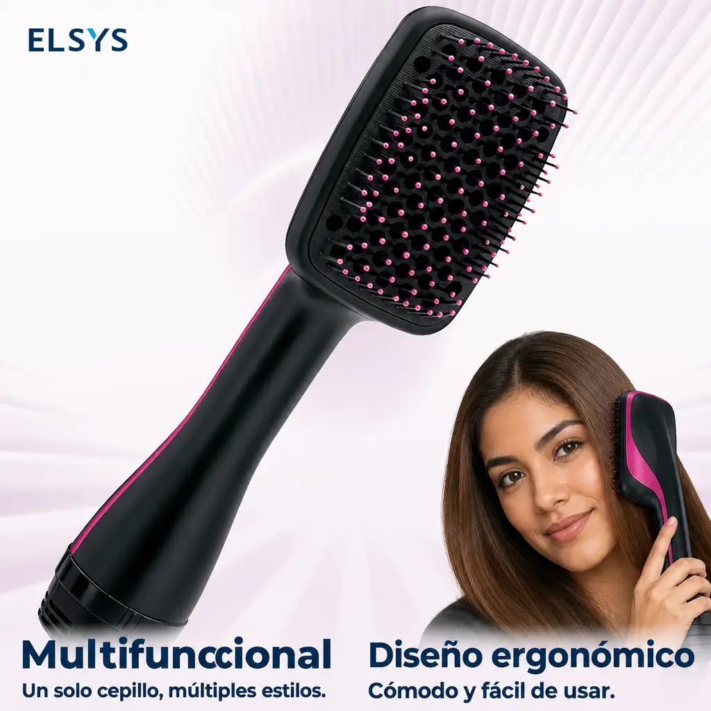 Cepillo secador de aire caliente 2 en 1 con 3 modos y mango ergonómico para secar y peinar en casa o viaje