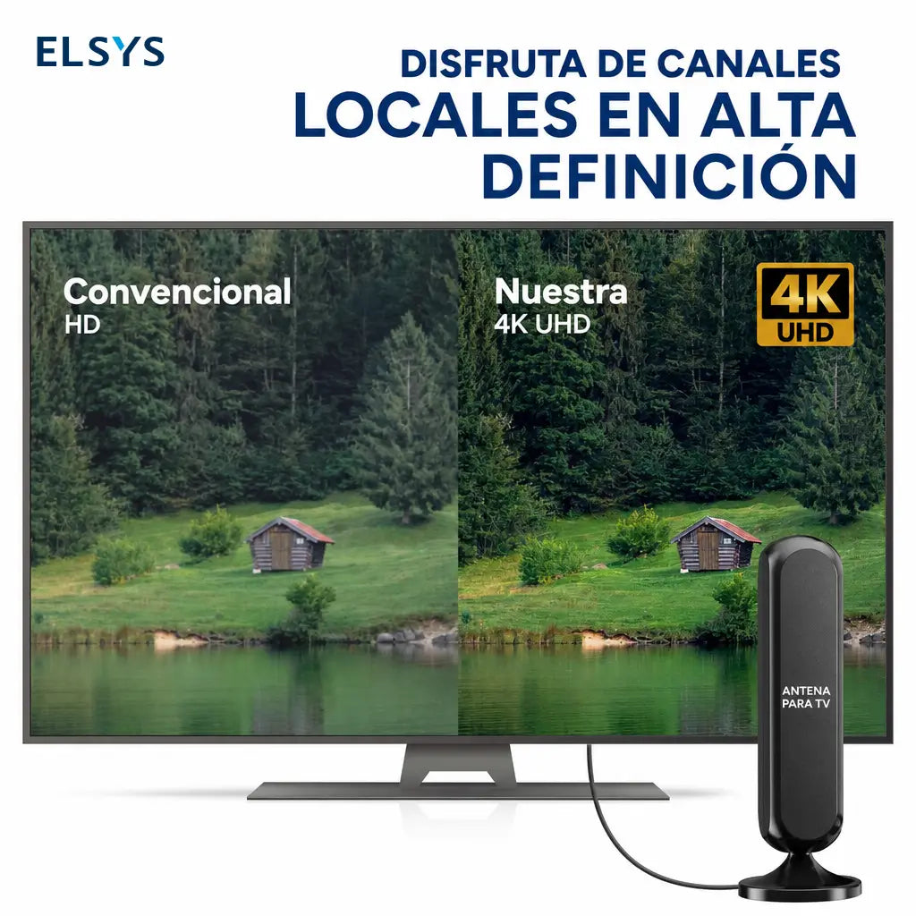 Antena digital interior para Smart TV con señal 360° amplificada, recepción 4K HD y fácil instalación en departamentos sin mensualidades