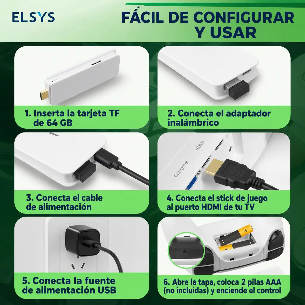Game Stick retro 4K con 23 emuladores clásicos, 20,000+ juegos y 2 controles inalámbricos para pantalla, monitor o proyector HDMI