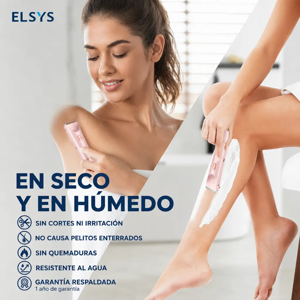 Rasuradora eléctrica 2 en 1 para bikini, rostro, axilas y piernas, recargable IPX7 para piel sensible en seco o ducha femenino