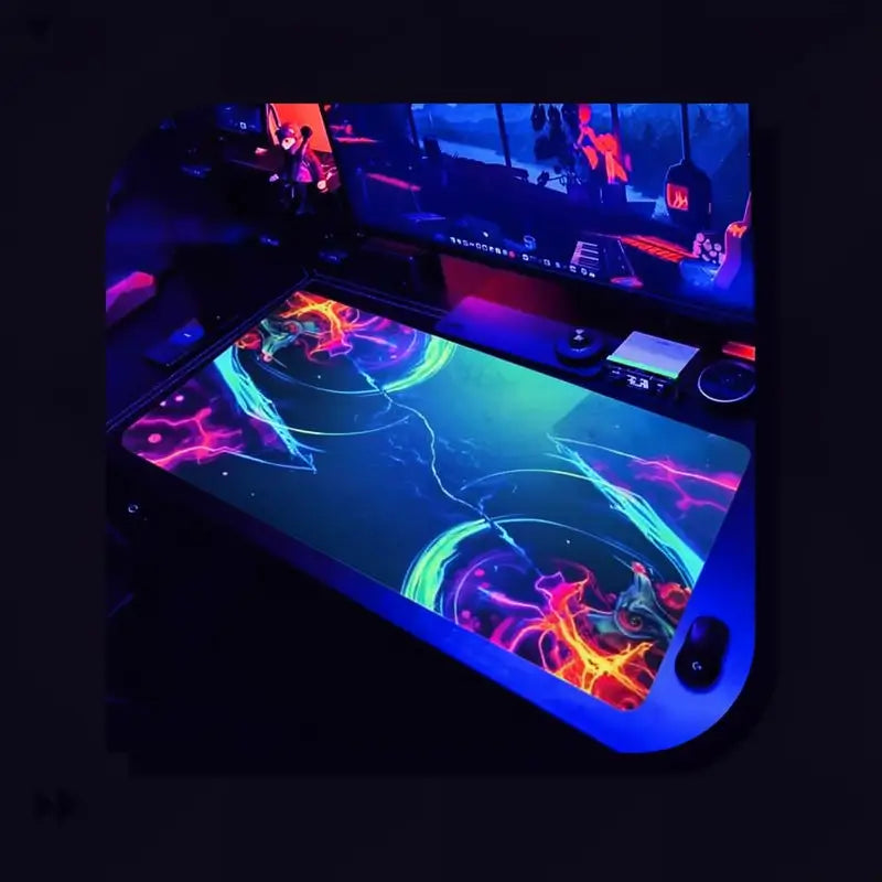 Mouse Pad Gamer Grande, Tapete para Mouse Acolchado Reactivo a Luz UV, Base de Goma Antiderrapante