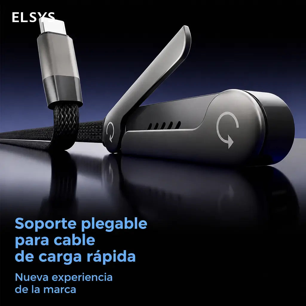 Cable cargador USB-C 240W con soporte plegable integrado para jugar, ver videos y trabajar desde tu celular en oficina, auto o viaje