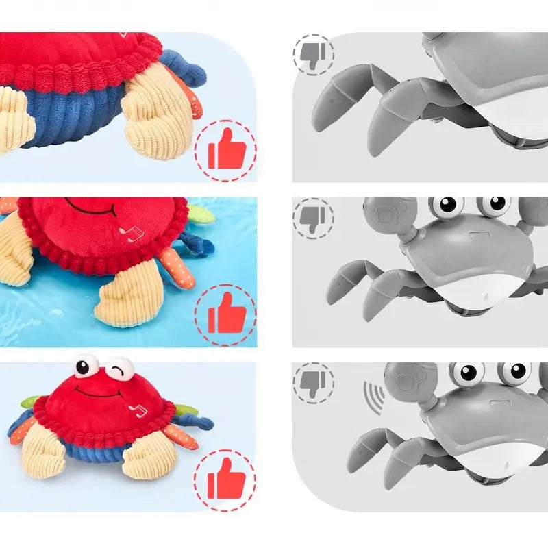 Cangrejo de Peluche Musical para Bebé - 48 Canciones y Función de Repetición - Juguete para Gatear con Movimiento y Sonido - Juguete Sensorial para Niños de 0 a 12 Meses