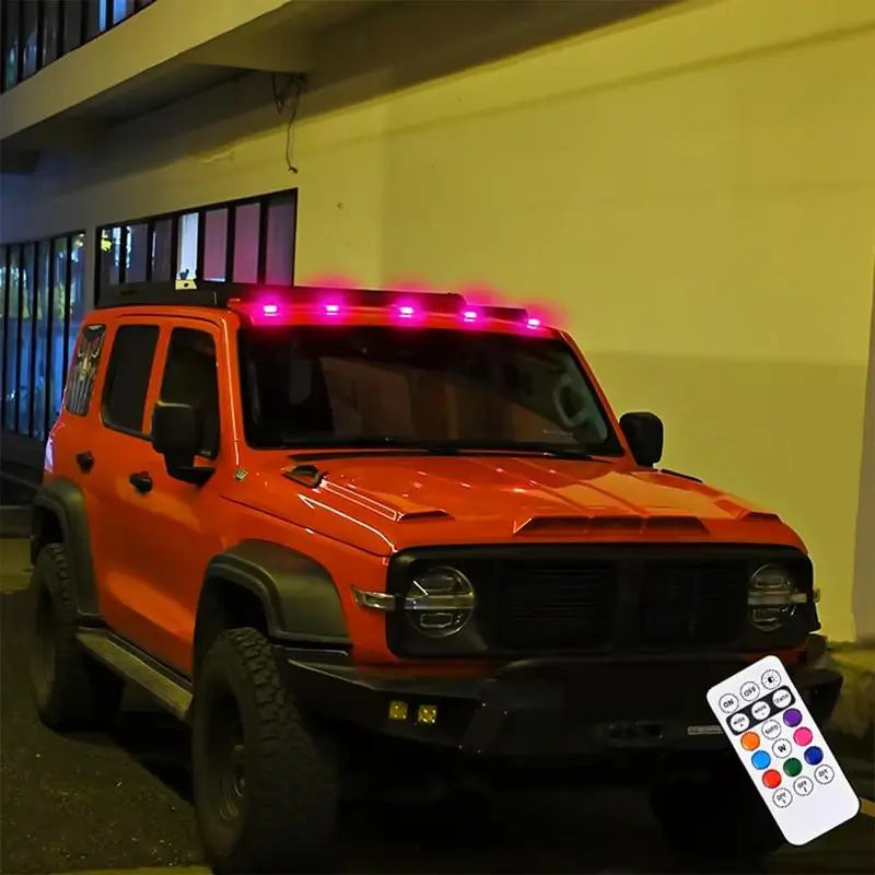 Luz Estroboscópica RGB Solar para Techo de Auto con Control Remoto Lámpara de Señal para Cabina LED Inalámbrica Sin Perforación Luces de Advertencia para Camioneta y Pickup Ideal para Camping y Visibilidad Nocturna