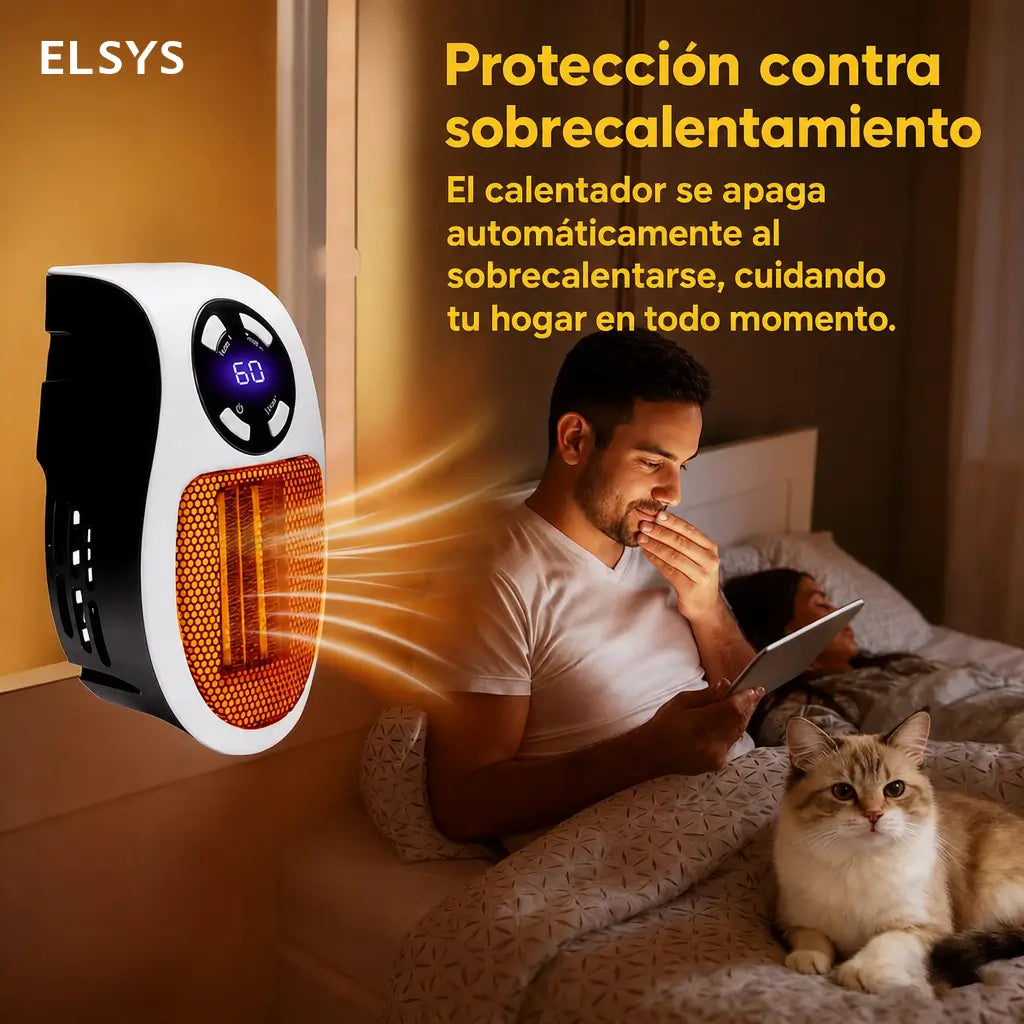 Mini calefactor enchufable con pantalla LED, temporizador ajustable y control remoto para mantener cálidos baños y cuartos de mascotas en espacios pequeños